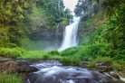 Vlies Fotótapéta - Beautiful forest waterfall - 375x250 cm