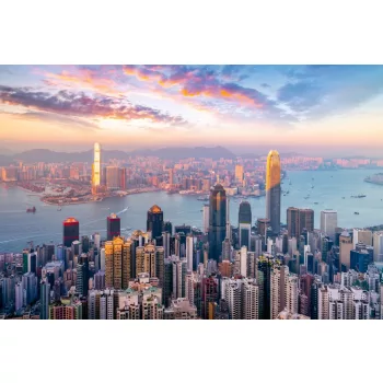 Vlies Fotótapéta - Hong Kong City Skyline - 375x250 cm
