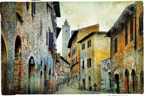 Vlies Fotótapéta - Medieval street Tuscany - 375x250 cm