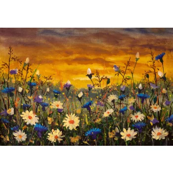   DAISIES AND BLUE CORNFLOWERS fotótapéta, poszter, vlies alapanyag, 375x250 cm