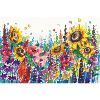 Vlies Fotótapéta - Summer flowers in garden  - 375x250 cm