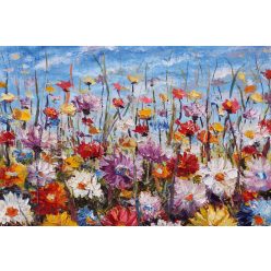 Vlies Fotótapéta - Field flowers on canvas - 375x250 cm