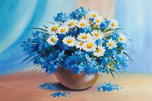 Vlies Fotótapéta - Blue bouquet of flowers - 375x250 cm