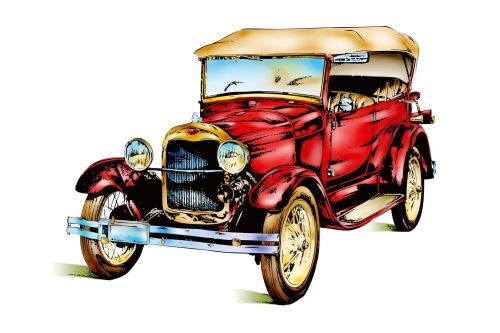 Vlies Fotótapéta - Old red car - 375x250 cm