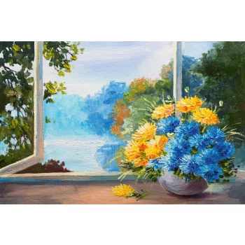   Vlies Fotótapéta - Bouquet of spring blue flowers - 375x250 cm