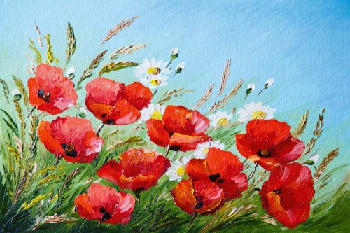 Vlies Fotótapéta - Poppies in the field - 375x250 cm