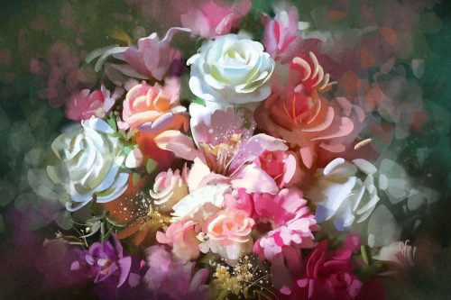Vlies Fotótapéta - Bouquet of pink flowers - 375x250 cm