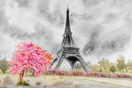 Vlies Fotótapéta - Eiffel tower painting - 375x250 cm