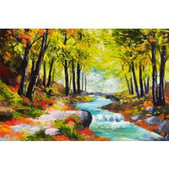 Vlies Fotótapéta - River in autumn forest - 375x250 cm