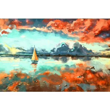 Vlies Fotótapéta - Boat in the ocean - 375x250 cm