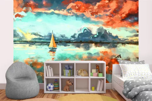 Vlies Fotótapéta - Boat in the ocean - 375x250 cm