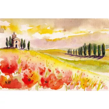   Vlies Fotótapéta - Landscape with cypress trees - 375x250 cm