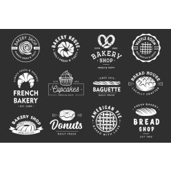 Vlies Fotótapéta - Bakery Shop Labels - 375x250 cm