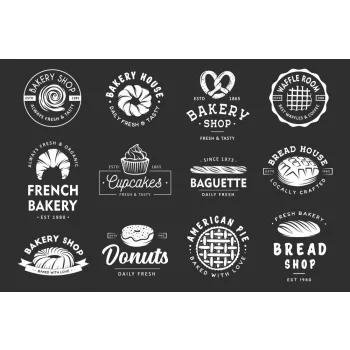 Vlies Fotótapéta - Bakery Shop Labels - 375x250 cm
