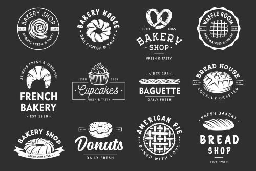 Vlies Fotótapéta - Bakery Shop Labels - 375x250 cm