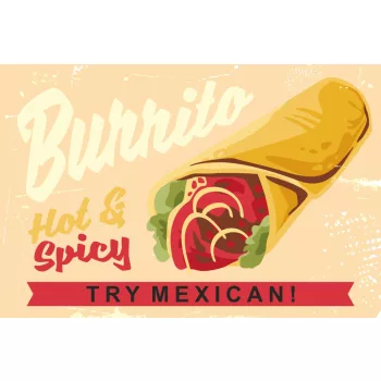 Vlies Fotótapéta - Burrito Vintage Sign - 375x250 cm