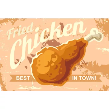 Vlies Fotótapéta - Fried Chicken Retro Sign - 375x250 cm