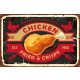 Vlies Fotótapéta - Chicken Retro Sign - 375x250 cm