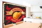 Vlies Fotótapéta - Chicken Retro Sign - 375x250 cm