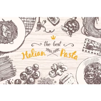 Vlies Fotótapéta - Italian Pasta Illustration - 375x250 cm