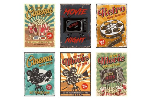 Vlies Fotótapéta - Old Cinema Posters - 375x250 cm