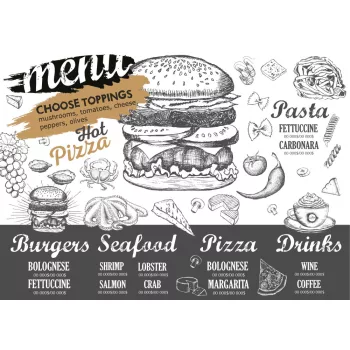   RESTAURANT MENU fotótapéta, poszter, vlies alapanyag, 375x250 cm