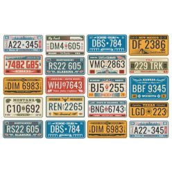 Vlies Fotótapéta - Retro Car Plate Numbers - 375x250 cm