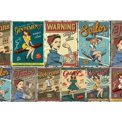 Vlies Fotótapéta - Retro Colorful Posters - 375x250 cm