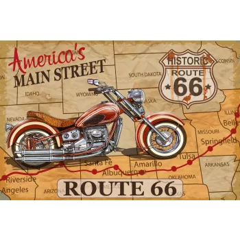 Vlies Fotótapéta - Route 66 Motorcycle Poster - 375x250 cm