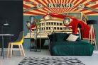 Vlies Fotótapéta - Vintage Garage Retro Poster - 375x250 cm