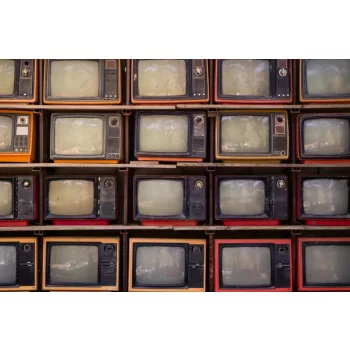 Vlies Fotótapéta - Wall of Old Televisions - 375x250 cm