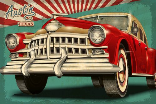 Vlies Fotótapéta - Austin Retro Poster - 375x250 cm