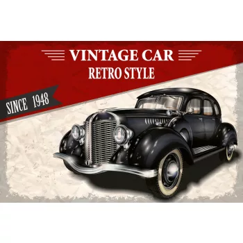 Vlies Fotótapéta - Black Retro Style Car - 375x250 cm
