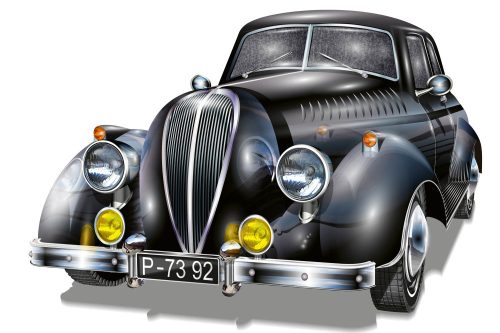Vlies Fotótapéta - Black Vintage Car - 375x250 cm