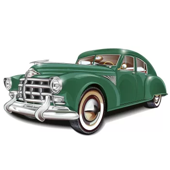 Vlies Fotótapéta - Green Retro Car - 375x250 cm