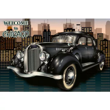 Vlies Fotótapéta - Chicago Retro Poster - 375x250 cm