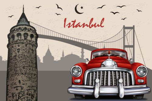 Vlies Fotótapéta - Istanbul Restro Poster - 375x250 cm