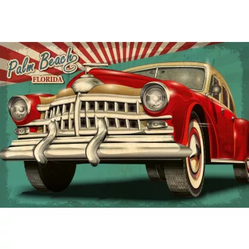Vlies Fotótapéta - Palm Beach Vintage Poster - 375x250 cm