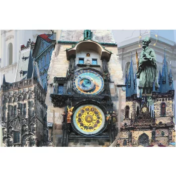 Vlies Fotótapéta - Prague Vintage Poster - 375x250 cm