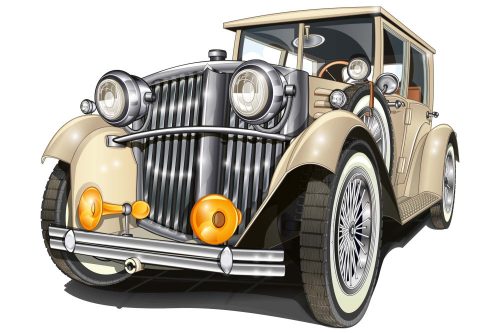 Vlies Fotótapéta - Retro Car in Beige - 375x250 cm