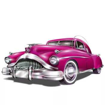 Vlies Fotótapéta - Retro Pink Car - 375x250 cm