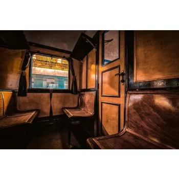 Vlies Fotótapéta - Retro Train Interior - 375x250 cm