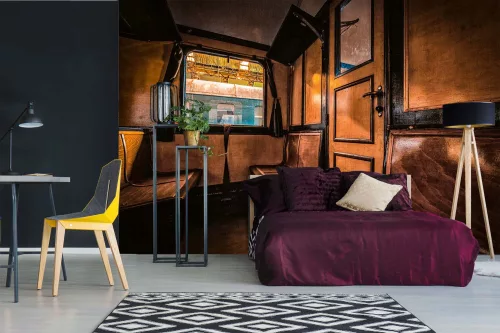Vlies Fotótapéta - Retro Train Interior - 375x250 cm