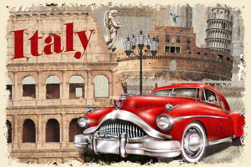 Vlies Fotótapéta - Vintage Italy Poster - 375x250 cm