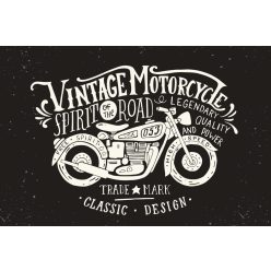   Vlies Fotótapéta - Vintage Motorcycle Illustration - 375x250 cm