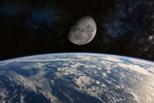 Vlies Fotótapéta - Earth and moon - 375x250 cm