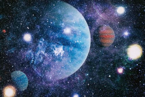 Vlies Fotótapéta - Planets in deep space - 375x250 cm