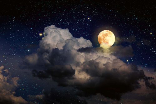 Vlies Fotótapéta - Full moon with stars - 375x250 cm