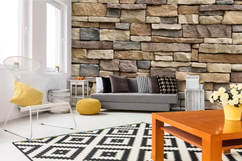 Vlies Fotótapéta - Textured stone wall - 375x250 cm