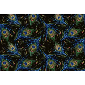   Vlies Fotótapéta - Embroidery peacock feathers pattern - 375x250 cm